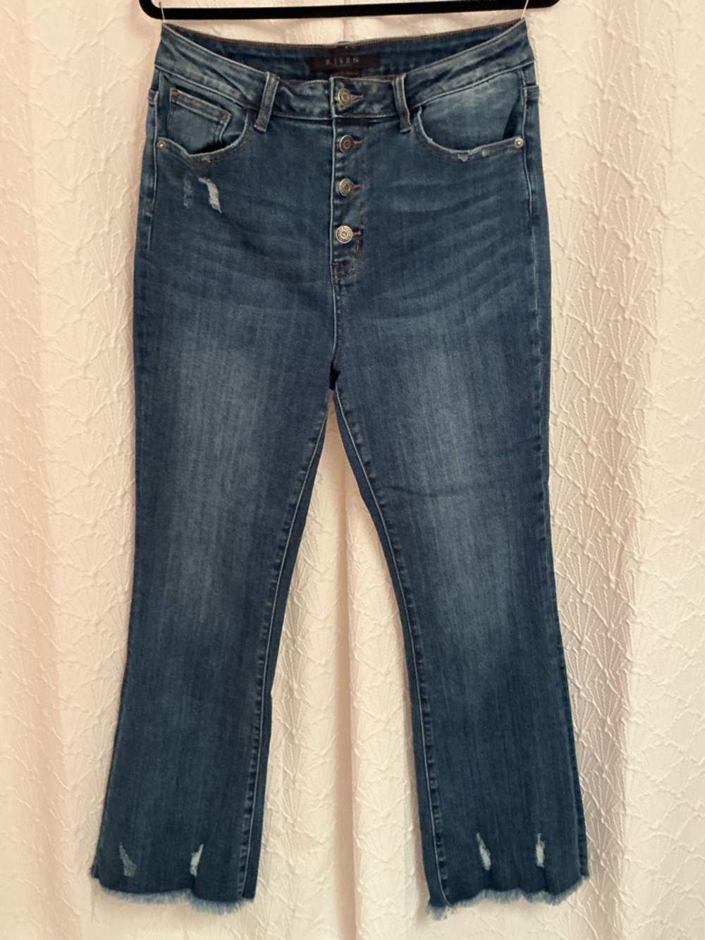 RISEN Mid-Rise Button-Fly Blue Jeans